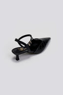 Γόβες κροκό μυτερές t - strap TFP - Μαύρο - thefashionproject.gr - TFP