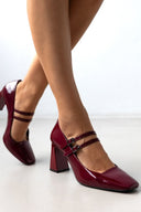 Γόβες λουστρίνι με διπλή μπαρέτα TFP - Burgundy - thefashionproject.gr - TFP