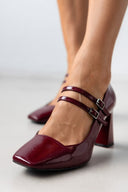 Γόβες λουστρίνι με διπλή μπαρέτα TFP - Burgundy - thefashionproject.gr - TFP