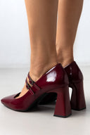 Γόβες λουστρίνι με διπλή μπαρέτα TFP - Burgundy - thefashionproject.gr - TFP
