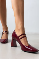 Γόβες λουστρίνι με διπλή μπαρέτα TFP - Burgundy - thefashionproject.gr - TFP
