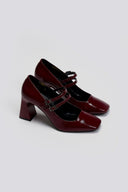 Γόβες λουστρίνι με διπλή μπαρέτα TFP - Burgundy - thefashionproject.gr - TFP