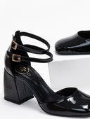 Γόβες λουστρίνι με διπλή μπαρέτα tfp - Μαύρο - thefashionproject.gr - TFP