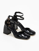 Γόβες λουστρίνι με διπλή μπαρέτα tfp - Μαύρο - thefashionproject.gr - TFP