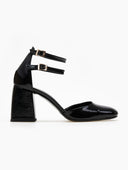Γόβες λουστρίνι με διπλή μπαρέτα tfp - Μαύρο - thefashionproject.gr - TFP