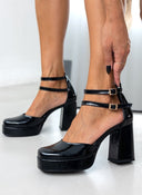 Γόβες λουστρίνι με διπλή μπαρέτα TFP - Μαύρο - thefashionproject.gr - TFP