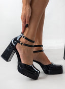 Γόβες λουστρίνι με διπλή μπαρέτα TFP - Μαύρο - thefashionproject.gr - TFP