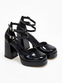 Γόβες λουστρίνι με διπλή μπαρέτα TFP - Μαύρο - thefashionproject.gr - TFP