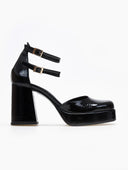 Γόβες λουστρίνι με διπλή μπαρέτα TFP - Μαύρο - thefashionproject.gr - TFP