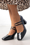 Γόβες λουστρίνι με διπλή μπαρέτα TFP - Μαύρο - thefashionproject.gr - TFP