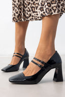 Γόβες λουστρίνι με διπλή μπαρέτα TFP - Μαύρο - thefashionproject.gr - TFP