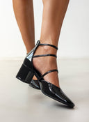 Γόβες λουστρίνι με φερμουάρ CAROLINA - Μαύρο - thefashionproject.gr - CAROLINA