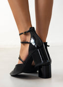 Γόβες λουστρίνι με φερμουάρ CAROLINA - Μαύρο - thefashionproject.gr - CAROLINA