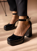 Γόβες λουστρίνι με φιάπα TFP - Μαύρο - thefashionproject.gr - TFP