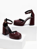 Γόβες λουστρίνι με φιάπα TFP - Μπορντό - thefashionproject.gr - TFP