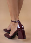 Γόβες λουστρίνι με μπαρέτα - Μπορντό - thefashionproject.gr - TFP