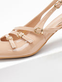Γόβες λουστρίνι μυτερές slingback Erynn - Nude - thefashionproject.gr - ERYNN
