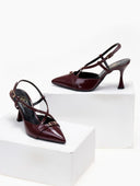Γόβες λουστρίνι slingback μυτερές TFP - Burgundy - thefashionproject.gr - TFP