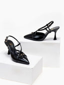 Γόβες λουστρίνι slingback μυτερές TFP - Μαύρο - thefashionproject.gr - TFP
