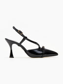 Γόβες λουστρίνι slingback μυτερές TFP - Μαύρο - thefashionproject.gr - TFP