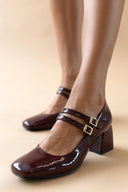 Γόβες Mary Jane λουστρίνι TFP - Μπορντό - thefashionproject.gr - TFP