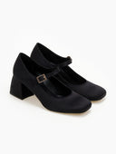 Γόβες Mary Jane σατέν tfp - Μαύρο - thefashionproject.gr - TFP