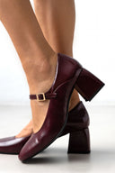 Γόβες Mary Janes με λουστρίνι TFP - Burgundy - thefashionproject.gr - TFP