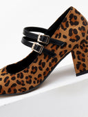Γόβες Mary Janes suede με print TFP - Leopard - thefashionproject.gr - TFP