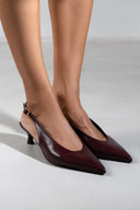 Γόβες ματ μυτερές slingback TFP - Burgundy - thefashionproject.gr - TFP
