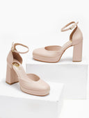 Γόβες με μπαρέτα και φιάπα TFP - Nude - thefashionproject.gr - TFP
