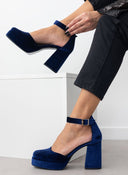 Γόβες με μπαρέτα velvet TFP - Μπλε - thefashionproject.gr - TFP