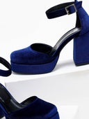 Γόβες με μπαρέτα velvet TFP - Μπλε - thefashionproject.gr - TFP