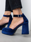 Γόβες με μπαρέτα velvet TFP - Μπλε - thefashionproject.gr - TFP