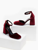 Γόβες με μπαρέτα velvet TFP - Μπορντό - thefashionproject.gr - TFP
