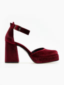 Γόβες με μπαρέτα velvet TFP - Μπορντό - thefashionproject.gr - TFP