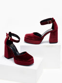 Γόβες με μπαρέτα velvet TFP - Μπορντό - thefashionproject.gr - TFP