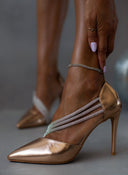 Γόβες με στρας μυτερές - Χαλκός - thefashionproject.gr - The Fashion Project