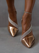 Γόβες με στρας μυτερές - Χαλκός - thefashionproject.gr - The Fashion Project