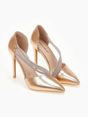 Γόβες με στρας μυτερές - Χαλκός - thefashionproject.gr - The Fashion Project