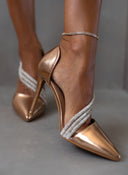 Γόβες με στρας μυτερές - Χαλκός - thefashionproject.gr - The Fashion Project