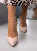 Γόβες μυτερές λουστρίνι με άνοιγμα TFP - Nude - thefashionproject.gr - TFP