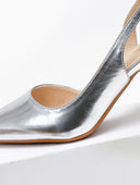 Γόβες μυτερές με λουράκι - Ασημί - thefashionproject.gr - CM Paris