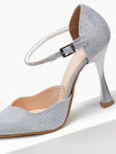 Γόβες μυτερές με στρας μπαρέτα TFP - Ασημί - thefashionproject.gr - TFP