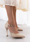 Γόβες μυτερές με στρας μπαρέτα TFP - Nude - thefashionproject.gr - TFP