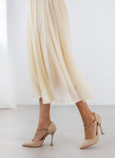 Γόβες μυτερές με στρας μπαρέτα TFP - Nude - thefashionproject.gr - TFP