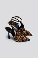 Γόβες μυτερές σατεν με μπαρέτα TFP - Leopard - thefashionproject.gr - TFP