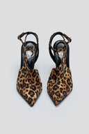 Γόβες μυτερές σατεν με μπαρέτα TFP - Leopard - thefashionproject.gr - TFP