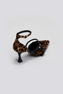 Γόβες μυτερές σατέν με print TFP - Leopard - thefashionproject.gr - TFP