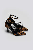 Γόβες μυτερές σατέν με print TFP - Leopard - thefashionproject.gr - TFP