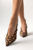 Γόβες μυτερές σατέν slingback TFP - Leopard - thefashionproject.gr - TFP